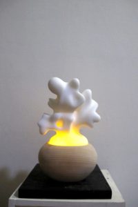流光2 20x15x10cm 白玉大理石 檜木