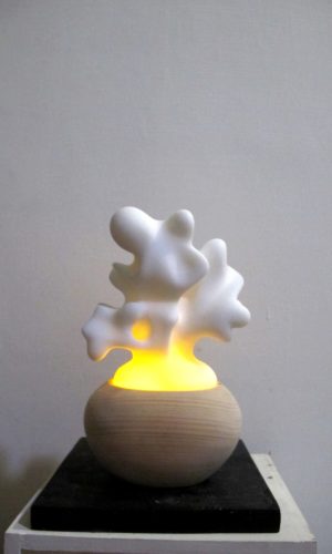 f39 流光2 20x15x10cm 白玉大理石 檜木