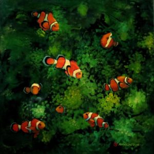 小丑魚-漆畫-30x30公分-2014